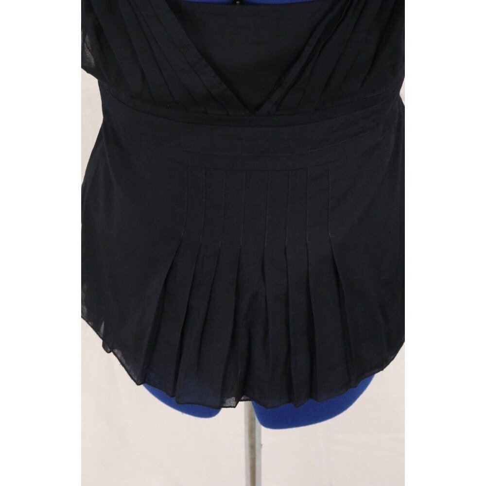 Ann Taylor Top Women 10 Black Cami Tank Pleated Boho Ruffle Tied Waist Y2K VTG - Picture 5 of 12